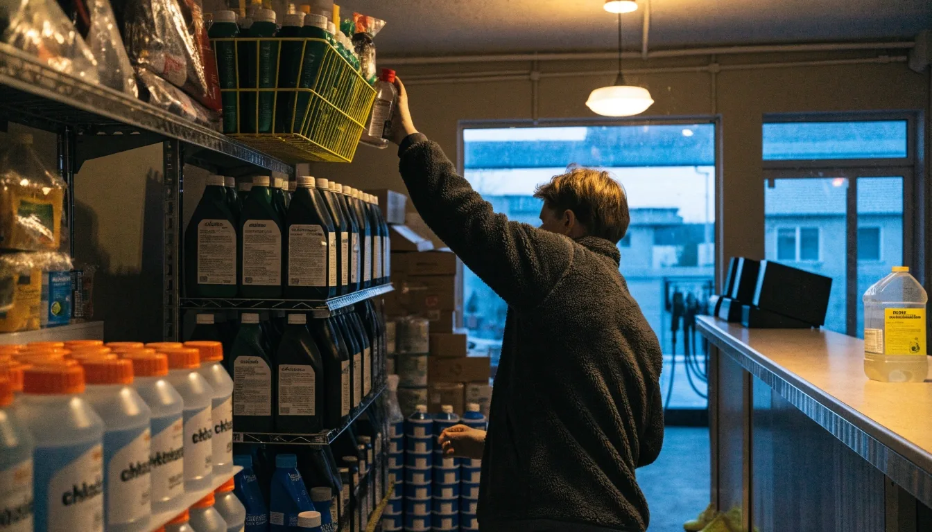 Stacja paliw w Polsce o poranku